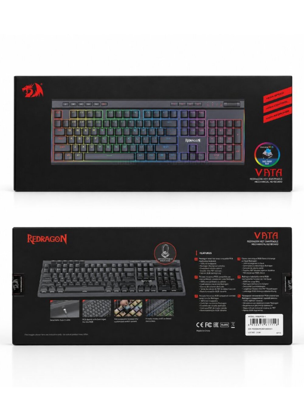 Redragon VATA Pro (K580-R33BK) Wireless RGB Gaming Keyboard - MULTI LISTING
